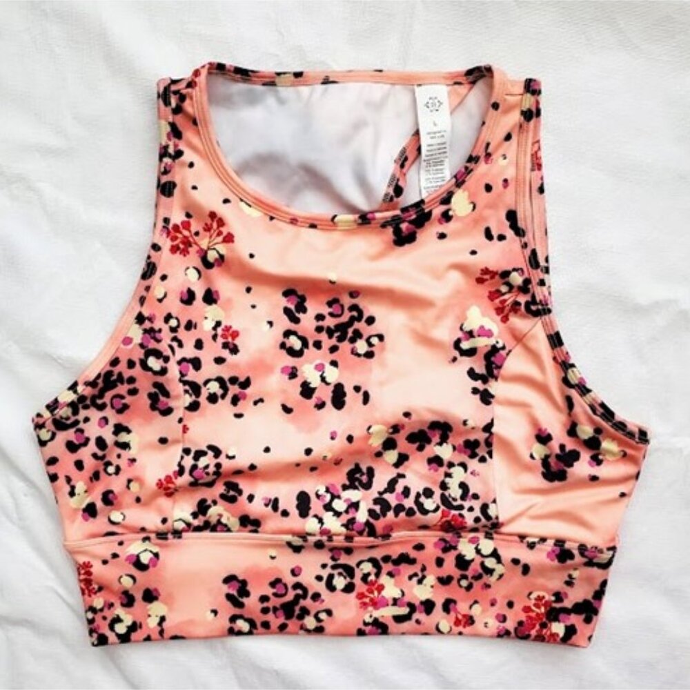 Nanette Lepore Cutout Racerback Sports Bra Peach Combo Size L